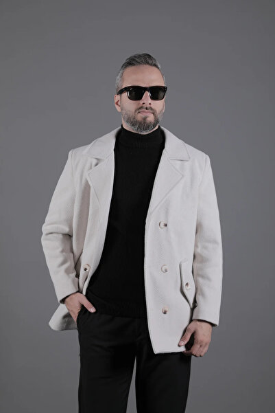 OHEPMODA Patterned Double-Breasted Men's Cashmere Coat