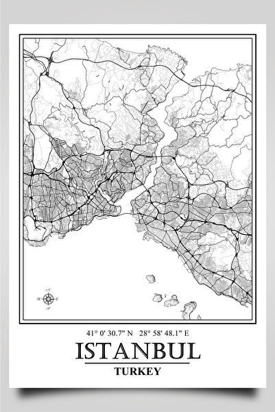 HariTasarım Istanbul Avrasya Şehir Haritası Çerçevesiz Poster, Harita Sanatı,...