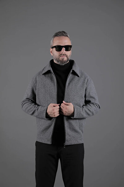 OHEPMODA Plain Men's Cashmere Jacket Coat