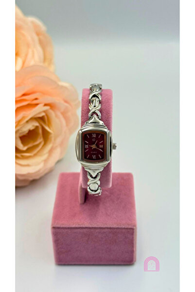 Moond Accessories Steel Cord Burgundy Case Silver Watch