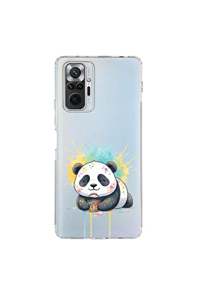 PrintiFy Redmi Note 10 Pro 5G ile Uyumlu Splash Panda Tasarımlı Şeffaf Silikon Kılıf