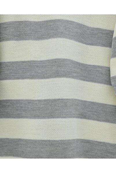 Modamorfo Half Turtleneck Buttoned Thick Striped Knitwear Set - Gray