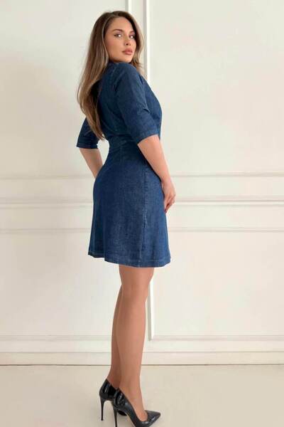 ZISHAN Γυναικείο τζιν φόρεμα μεγάλου μεγέθους – Κομψό, άνετο και κατάλληλο για καθημερινή χρήση τζιν φόρεμα 2667