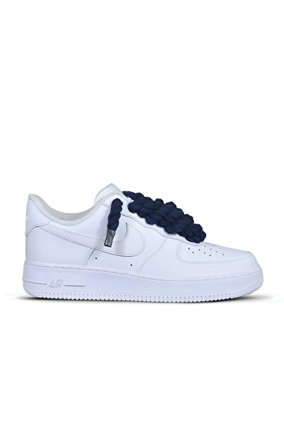 Nike Pantofi Sport Air Force 1 Low Custom Rope Laces Bleumarin Personalizati White-Navy
