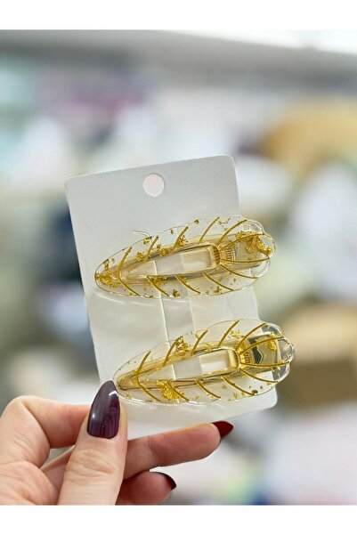 Madam Nora Model Acrylic Stylish Patterned Side Hair Clip | Set of 2 | Casual and Modern Hair Accessory