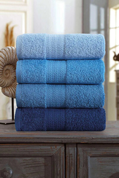 Mira Home طقم مناشف اليد والوجه مكونة من 4 قطع قطن 100% قوس قزح 50x85 سم أزرق