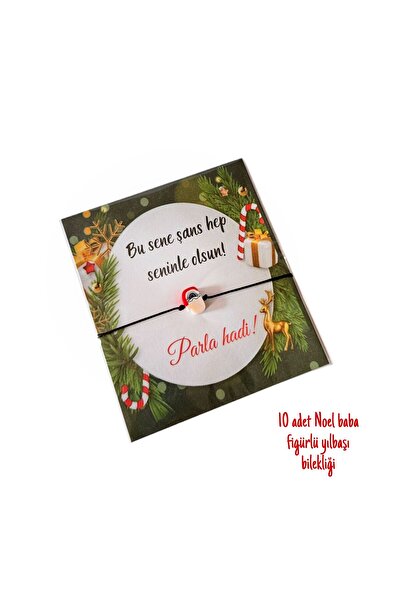 kemborn Yılbaşı şans bilekliği noel baba figürlü hediyelik 10 adet