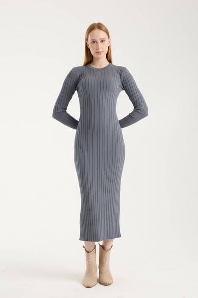 Denivy Long Sleeve Ribbed Knit Dress Dnv-000141