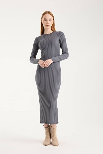 Denivy Long Sleeve Ribbed Knit Dress Dnv-000141