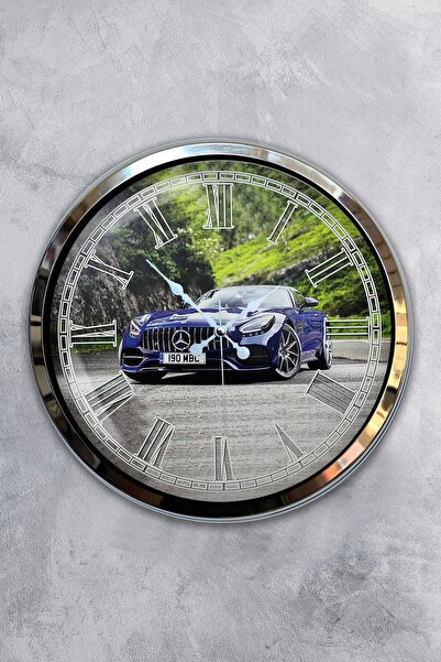 Kasva Concept هدية ساعة حائط كروم معدنية بنفسجية مقاس 40 سم