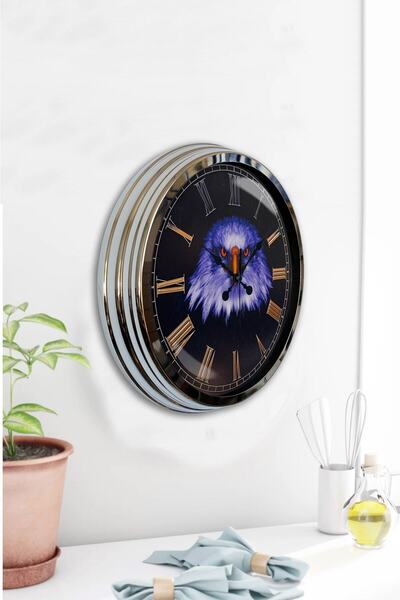 Kasva Concept Gift 40 cm Chrome Metal Arabic Wall Clock