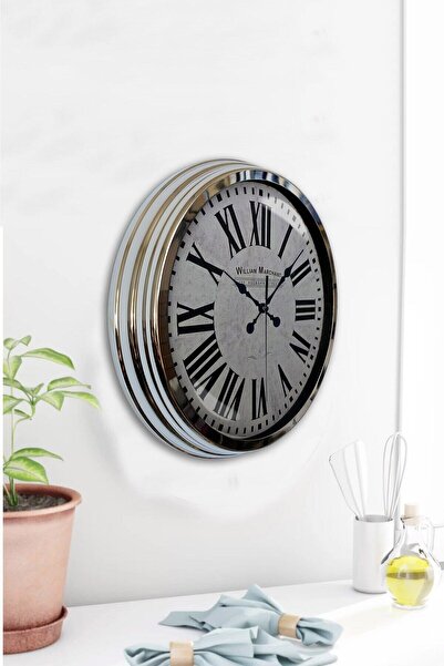 Kasva Concept ساعة حائط على شكل أسد معدني من الكروم مقاس 40 سم لتزيين الهدايا