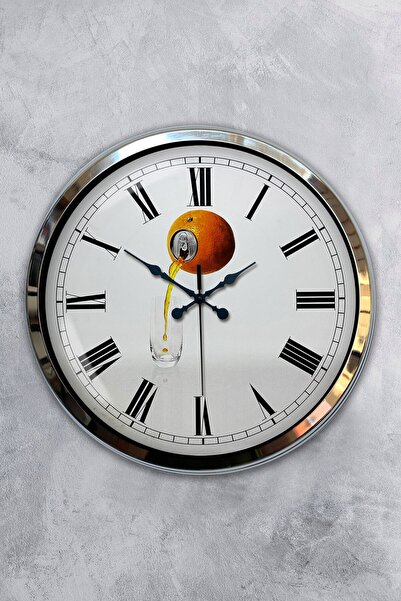 Kasva Concept Gift 40 cm Chrome Metal Parrot Wall Clock