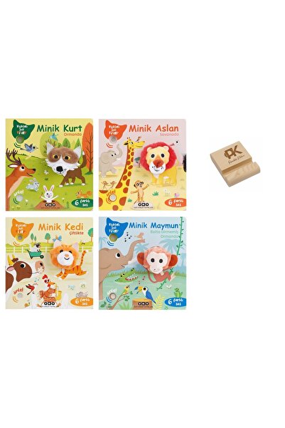 Yapı Kredi Yayınları Yapı Kredi Minik Kurt Aslan Kedi ve Maymun Kuklalı Sesli Kitap 4lü Set + Telefon Standı