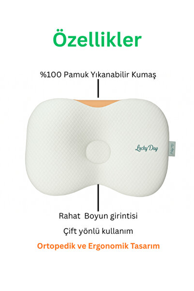 Lucky Day Baby Head Pillow, Air Flat Head Pillow, Breathable Air Conditioned Pillow, Organic 100% Cotton