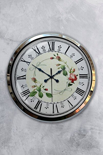 Kasva Concept ساعة حائط نسائية بلوحة معدنية من الكروم مقاس 40 سم