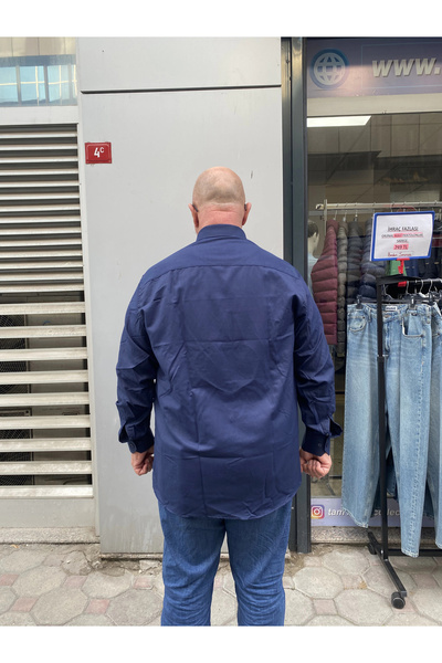 Castelli Men's Plus Size Classic Winter Long Sleeve Shirt - Navy Blue