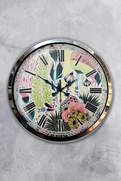 Kasva Concept ساعة حائط للمطبخ معدن كروم مقاس 40 سم