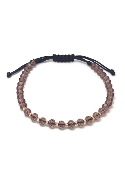 Bijolin Gold Bracelet with 10 2mm 14k gold balls and 4mm transparent light brown crystals