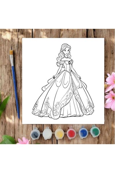 CHVE DESIGN 20x20 Tuval Boyama Seti Çocuklar İçin Etkinlik Zarif Prenses Tuva...