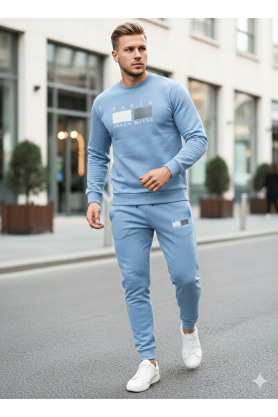 NİCE Three Thread Compact Crew Neck Inside Cotton Paris Dream Maker B Printed Premium O Oversized Tracksuit Set