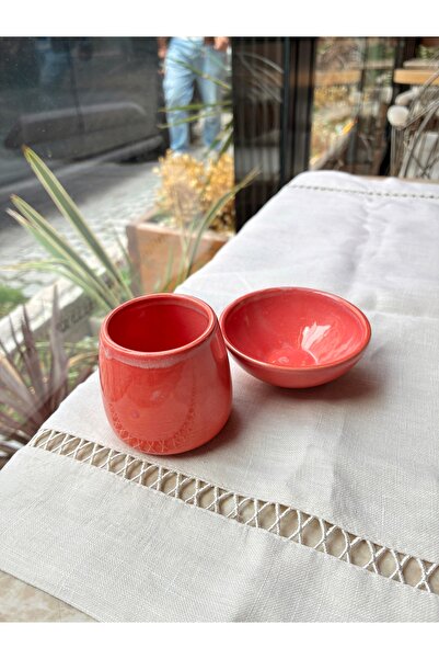 HAZEYA SERAMİK Pink Stoneware Espresso Cup Set Handmade