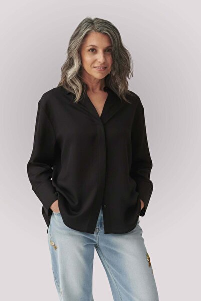 Suavette Hand Painted Black Shirt "" (Organic Motifs) in Cotton