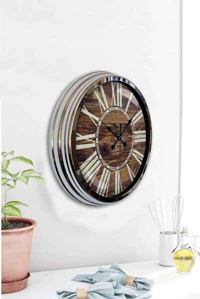 Kasva Concept هدية ساعة حائط حنين معدنية من الكروم مقاس 40 سم