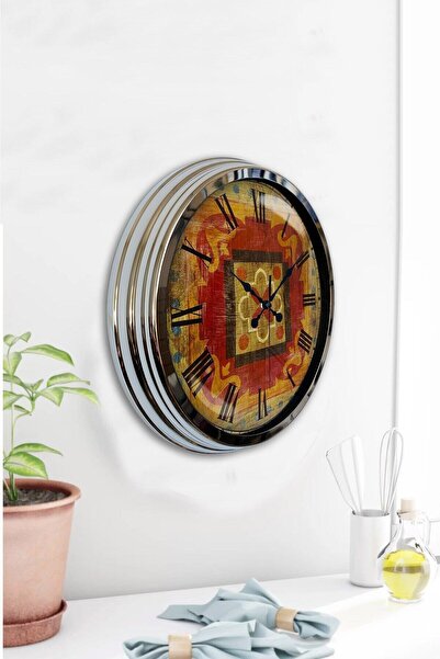 Kasva Concept هدية ساعة حائط حنين معدنية من الكروم مقاس 40 سم