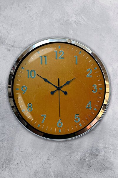 Kasva Concept ساعة حائط شجرة ملونة معدنية كروم مقاس 40 سم