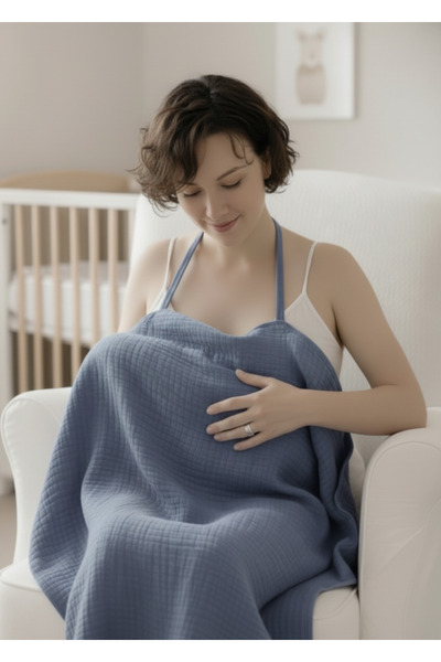 Joyous Mom Kids 100% Cotton Organic Muslin Nursing Apron 80X70Cm, Non-See-Through, 4-Layer Muslin