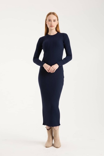 Denivy Long Sleeve Ribbed Knit Dress Dnv-000141