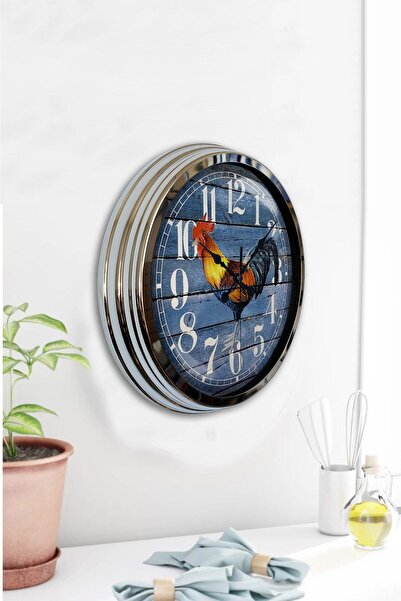 Kasva Concept Hediyelik 40 Cm Krom Metal Mutfak Duvar Saati