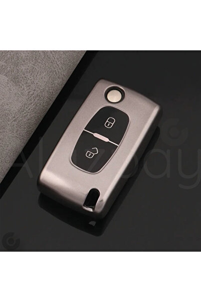 Alazpay Husa pentru chei Titan gri TPU pentru PEUGEOT 107 206 207 307 308 406...