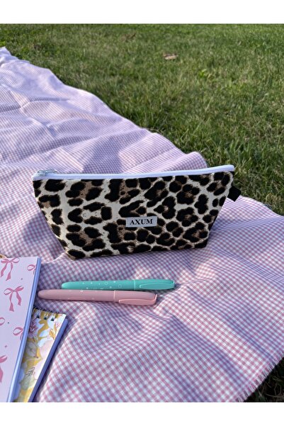 AXUM Fermuarlı Tek Gözlü Bez Kalemlik Kalem Kutusu Cüzdan Makyaj Çantası