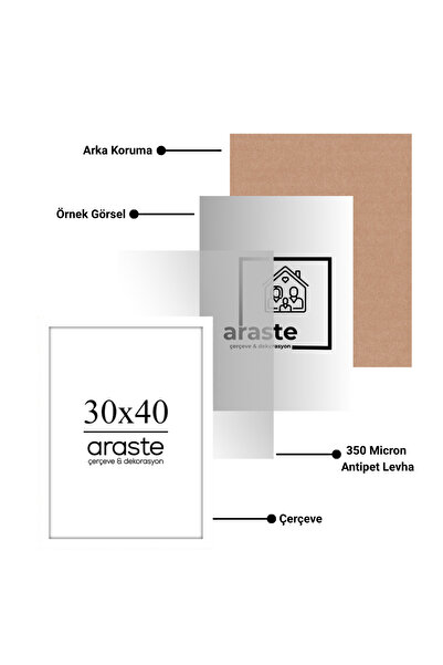 Araste Dekorasyon 30X40 Frame - Blank Frame - Photo Frame - White Frame - Pai...