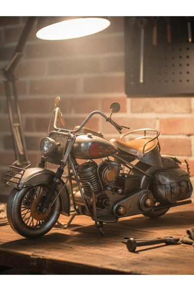 moryconcept Dekoratif Metal Motorsiklet – 33 x 20 cm | El Yapımı Nostaljik Of...