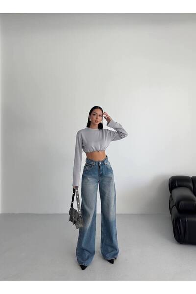 moda paketi JEAN PALAZZO CU PĂRĂLĂRI LARGI