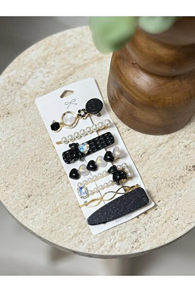 Madam Nora Stylish Multi Hair Clip Set | Pearl, Stone and Patterned Buckle Combination | 10-Piece Trend Hair Accessory