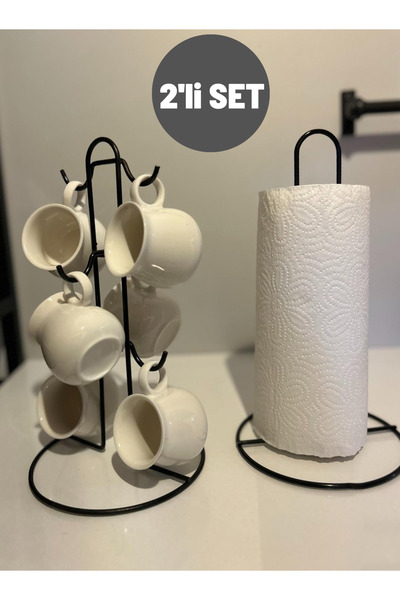 CocoVia 2'li Dekoratif Düzenleyici Set - Fincan Askılığı,Fincanlık -Dik Kağıt...