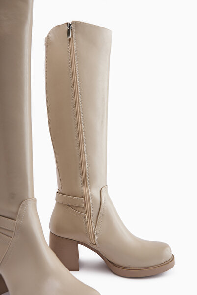 Limoya Gerti Beige Heeled Women's Boots
