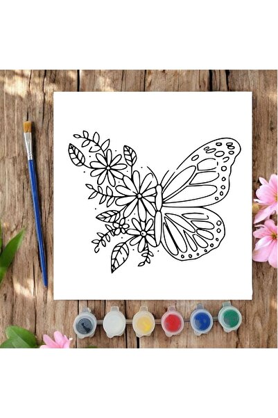 CHVE DESIGN 20x20 Tuval Boyama Seti Etkinlik Çiçekli Kelebek Tuval Boyama Seti