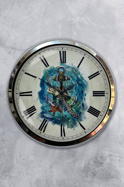 Kasva Concept ساعة حائط حائط معدنية من الكروم 40 سم كروم هدية