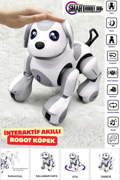 TRENDZONE Uzaktan Kumandalı Şarjlı Müzikli Dans Eden Kafa Sallayan Smart İnteraktif Akıllı Robot Köpek 28cm