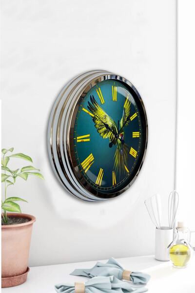 Kasva Concept هدية ساعة حائط مطبخ معدنية من الكروم مقاس 40 سم