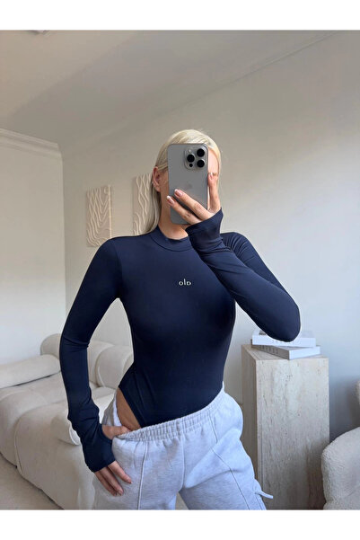 Zora Butik Yüksek Yaka Basic Bodysuit - LACİVERT