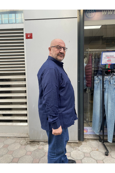 Castelli Men's Plus Size Classic Winter Long Sleeve Shirt - Navy Blue