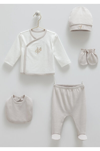 Caramell طقم خروج من المستشفى مكون من 5 قطع من القطن بنسبة 100%، مقاس 56-62 سم، 1-3 أشهر، رمادي CRML.GRI.ZE1947