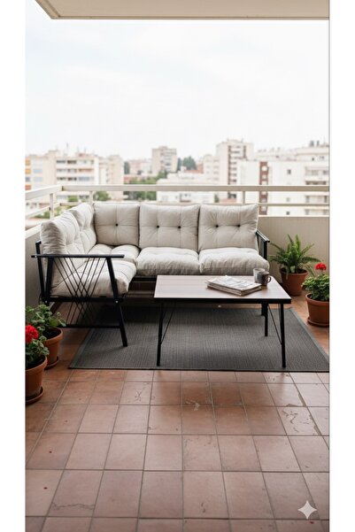 Modern Style Home MODERN Papatya Köşe Takımı, Mutfak, Balkon Köşe Takımı, Metal Kanepe, Koltuk Takımı, Açık Gri