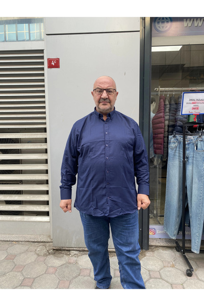 Castelli Men's Plus Size Classic Winter Long Sleeve Shirt - Navy Blue